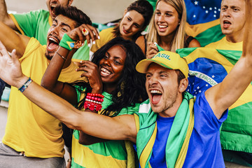 Fototapeta premium Supporters from Brazil at Stadium