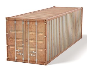 3d renderings of rusty cargo container