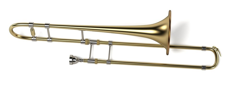 3d rendering of trombone musical instrument