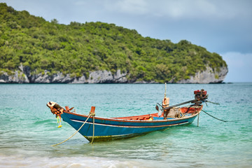 Naklejka na ściany i meble boat at tropical beach, Thailand