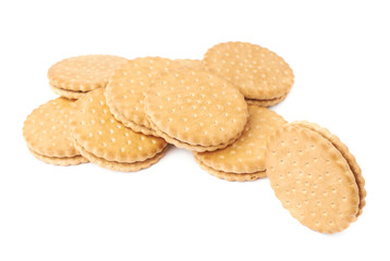 Pile of cookies isolated over the white background