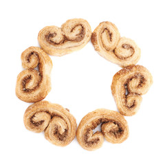 Pile of cookies isolated over the white background