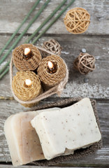 Fototapeta premium natural olive soap and honey candles