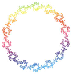 Beautiful raster round frame with gradient filled. Color elegant flower frame for advertisements, flyer, web, wedding and other invitations or greeting cards.