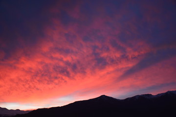 amazing sunrise at mount Andes in Santiago Chile