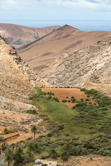view of a landscape of Fuerteventura from Lookout Risco de las Penas, Canary Islands,