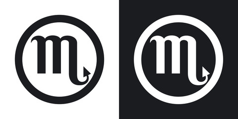 Zodiac sign Scorpio. Two-tone version on black and white backgro