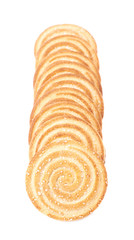Line of cookies isolated over the white background