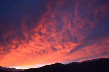 amazing sunrise at mount Andes in Santiago Chile