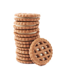Stack of cookies isolated over the white background