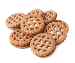 Pile of cookies isolated over the white background