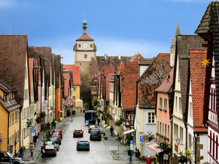 Obraz premium Cityscape of the medieval town. Rothenburg, Bavaria, Germany.