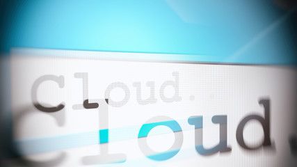 Cloud word in browser line in close-up