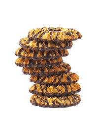Twisted stack of cookies isolated over the white background