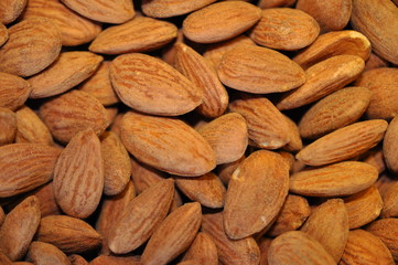 Peeled almonds closeup