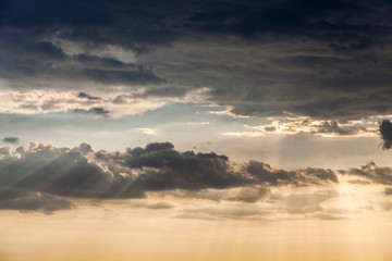 colorful dramatic sky with cloud at sunset