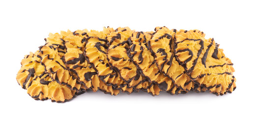 Line of cookies isolated over the white background