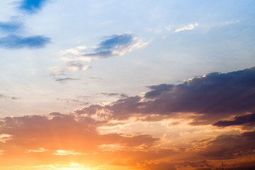 colorful dramatic sky with cloud at sunset