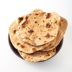 Close up of indian wheat flour flat chapati bread