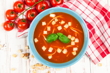 Tomato soup and basil