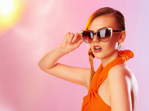 Beautiful teen girl in sunglasses