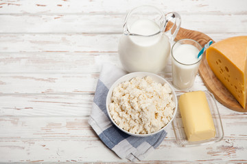 Milk jar on wooden table