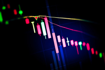 Candle stick graph chart of stock market investment trading. Tra