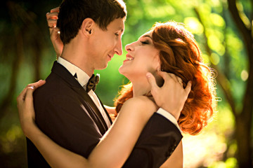 Pretty married couple in the sunny day