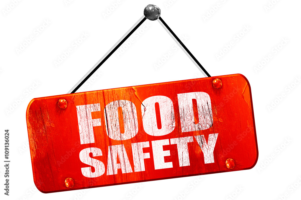 Wall mural food safety, 3D rendering, vintage old red sign