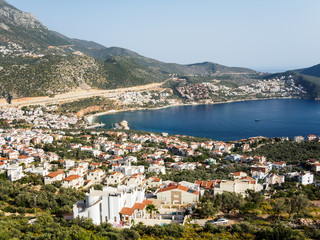 Fototapeta na wymiar Coastal town at mediterranean sea. Kalkan, Turkey.