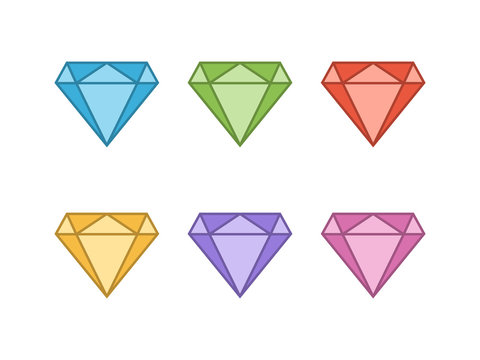 Vector line icon set diamonds