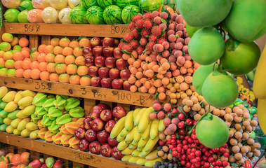 Naklejka na ściany i meble Artificial fruits selling in flea market