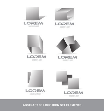 Abstract 3d logo icon set elements