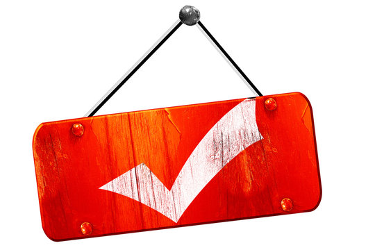 Approved tick with smooth lines, 3D rendering, vintage old red s