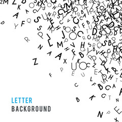 Letters abstract background composition. International Day of the Book or World Book Days. Promotion of reading, publishing and copyright. Poster or banner design. Copyright concept. 