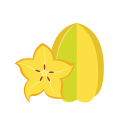 Carambola or Starfruit, slices of fresh Star Fruit