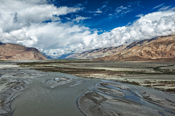Nubra valley and river in Himalayas, Ladakh