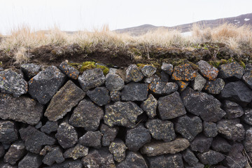 Basalt rock wall, Iceland