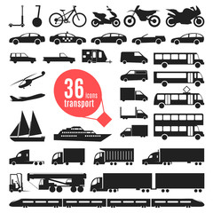 Illustration of transportation items. City transport