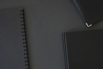 Business desktop from above with design objects, copyspace for y © goldnetz