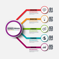 Infographic ribbon numbered options vector design template