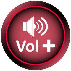 Icon red white volume plus