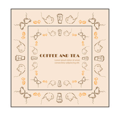 Coffee and tea creative simple frame vector illustration