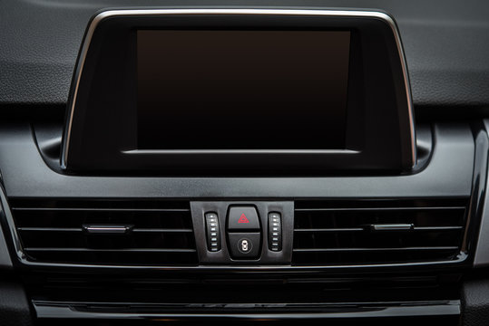 Modern luxury car dashboard with big display