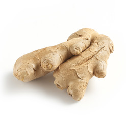 ginger root photographed on a white surface