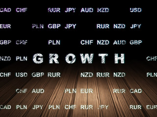 Finance concept: Growth in grunge dark room