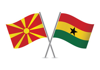 Macedonian and Ghanaian flags. Vector illustration.