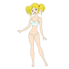 Cartoon illustration of an attractive blond woman. Woman's figure