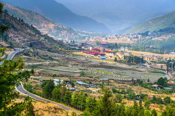 Fototapeta na wymiar Rice fileds on mountain in Bhutan
