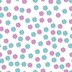 Seamless background flowers blue and pink.
